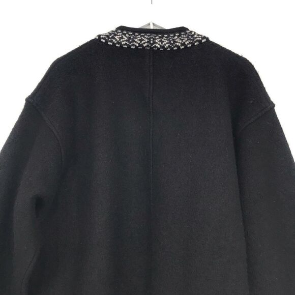 Icelandic Design Black White Nordic Design 100% Wool Sweater Coat - Picture 11 of 16